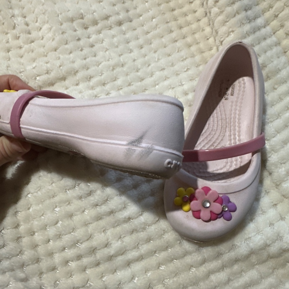 CROCS Lina Flower Pink Slip on Ballet Flats Toddler size 8 - Picture 5 of 7